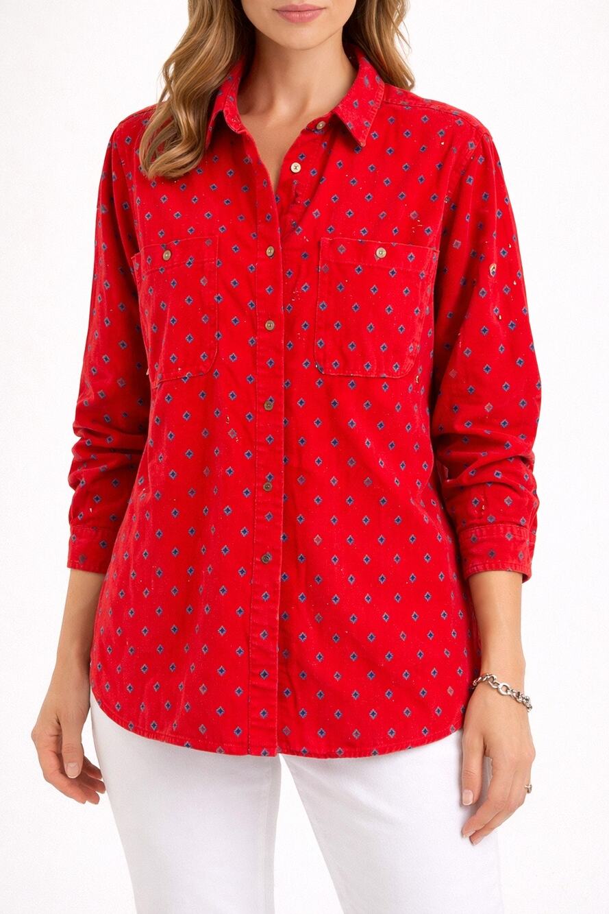 Vintage Gap Clothing Co Red Corduroy Button Down Shirt Size M | 100% Cotton